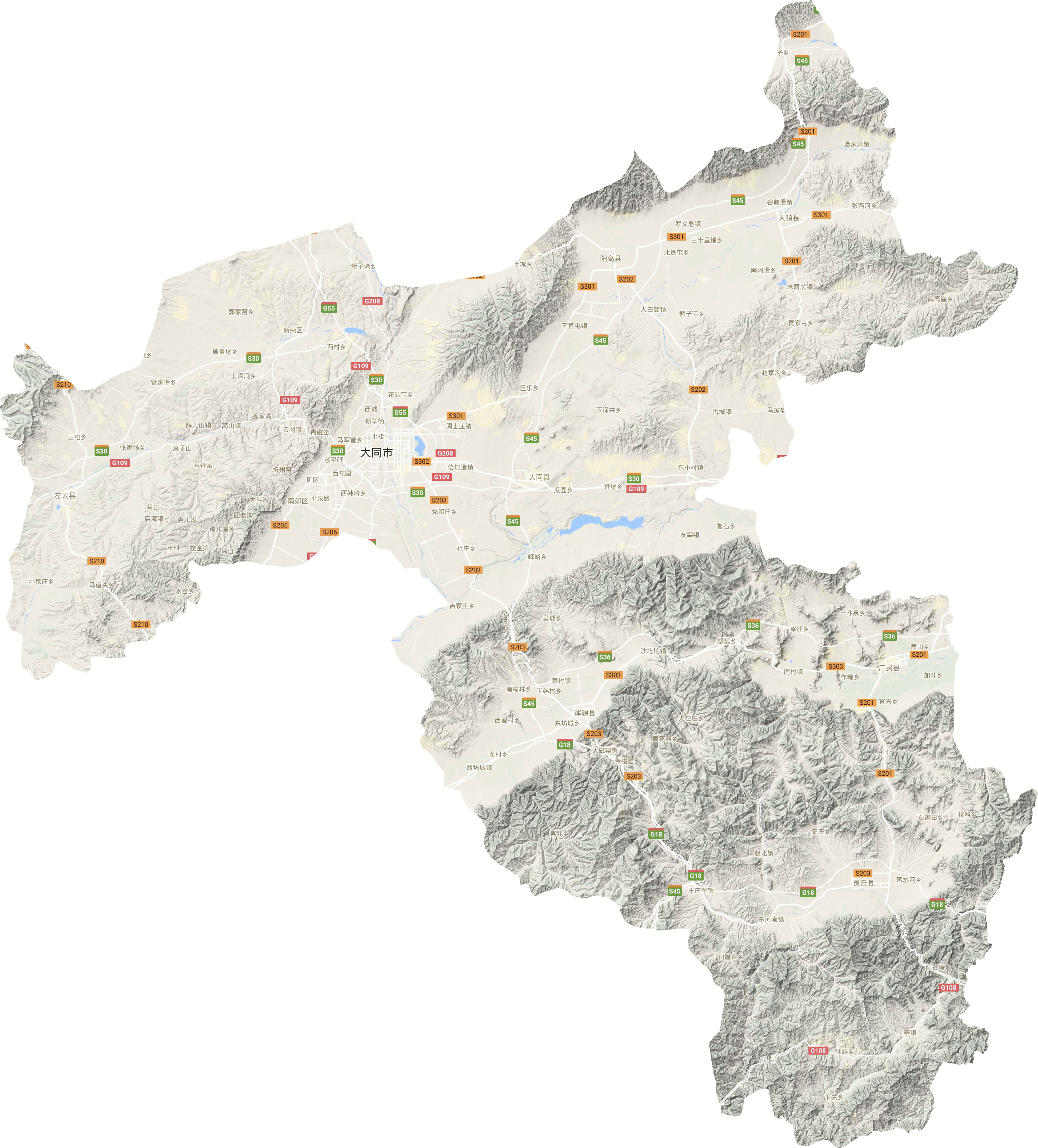 【大同市地图,大同景点分布地图】